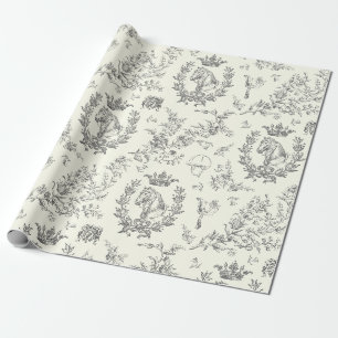 Papier Cadeau Élégant chic noir blanc équestre Toile