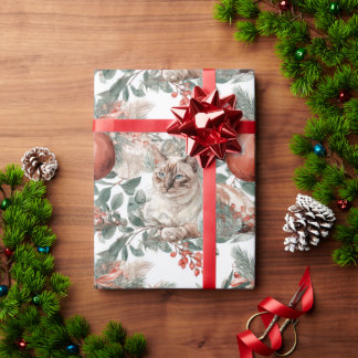 Papier Cadeau Elegant Christmas Cat