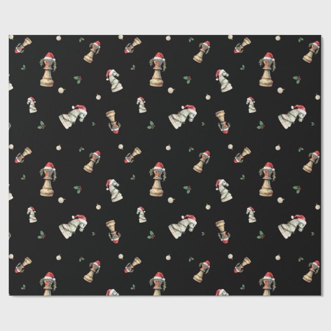 Papier Cadeau Elegant Christmas Chess Wrapping Paper Sheets (Plat)