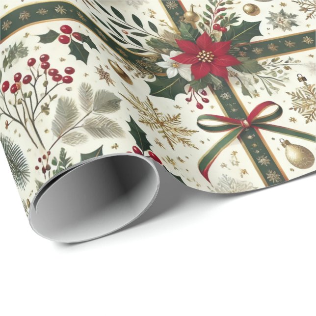 Papier Cadeau Elegant Christmas Gift Wrap with Snowflakes (Coin rond)