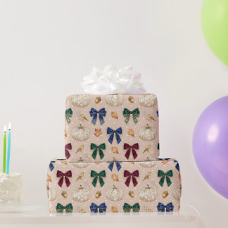 Papier Cadeau Élégant Citrouille Blanche Vintage & Rubans de Vel