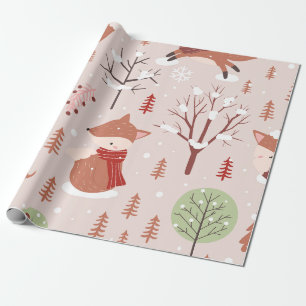 Papier Cadeau Élégant classique Arbre de Noël Fox Motif