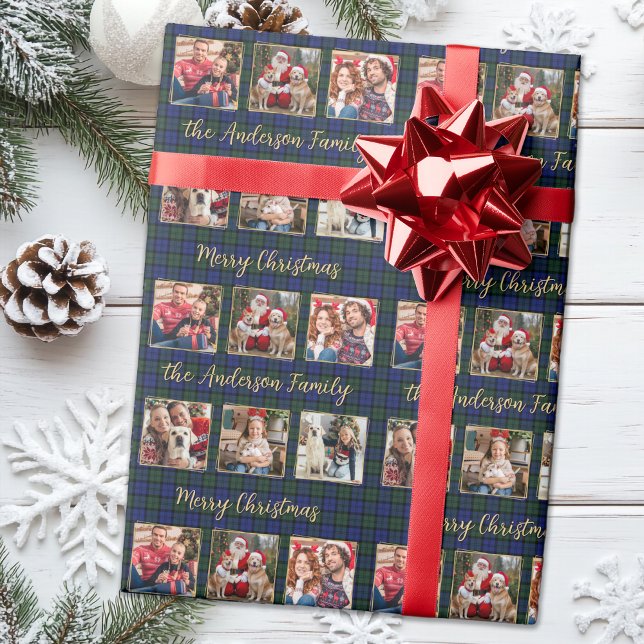 Papier Cadeau Elégant Collage Photo Personnalisé Joyeux Noël Pla (Créateur téléchargé)
