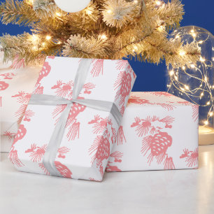 Papier Cadeau Élégant cônes de pin rose élégant sur blanc