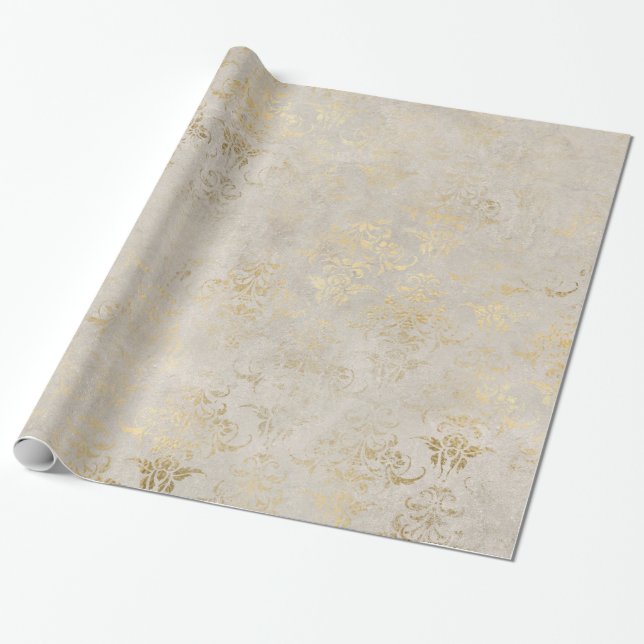 Papier Cadeau Élégant damas ivoire pour toutes les occasions (Déroulé)