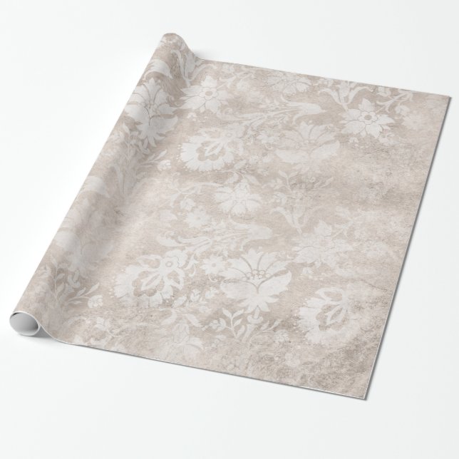 Papier Cadeau Élégant damas ivoire pour toutes les occasions (Déroulé)