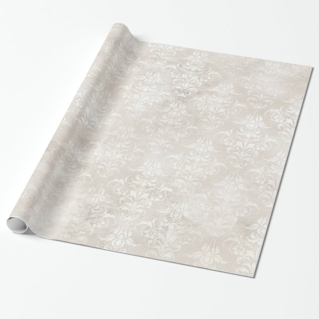 Papier Cadeau Élégant damas ivoire pour toutes les occasions (Déroulé)