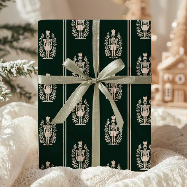 Papier Cadeau Elegant Dark Green Nutcracker  (Créateur téléchargé)