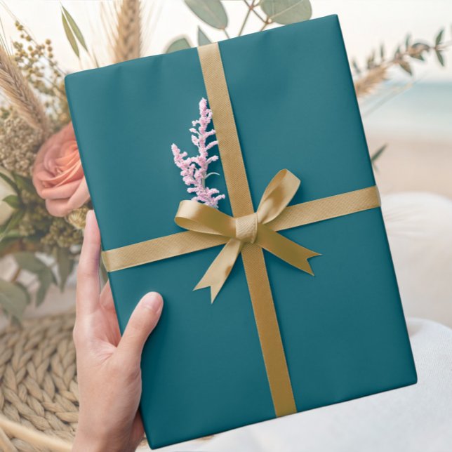 Papier Cadeau Elegant Deep Teal Minimalist Wrapping Paper Roll (Créateur téléchargé)