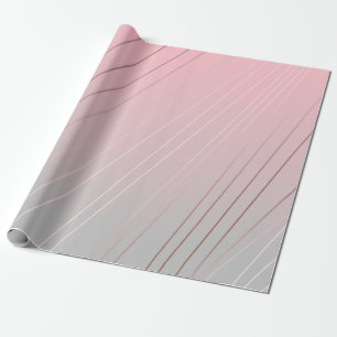 Papier Cadeau Elégant dégradé rose gris motif or rose