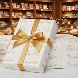 Papier Cadeau Élégant Entreprise de Chocolat en écriture dorée b