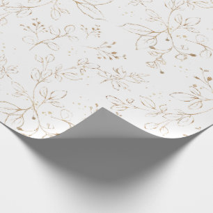 Papier Cadeau Elégant Eucalyptus Feuille Faux Gold Plutôt