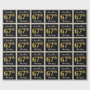 Papier Cadeau Elégant, Faux Gold 67e anniversaire + Nom personna