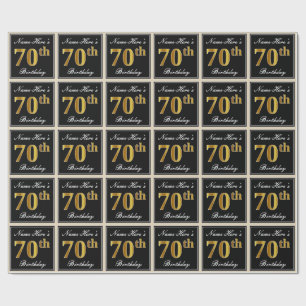 Papier Cadeau Elégant, Faux Gold 70e anniversaire + Nom personna