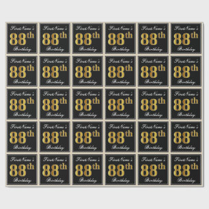 Papier Cadeau Elégant, Faux Gold 88e anniversaire + Nom personna