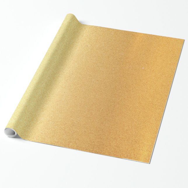 Papier Cadeau Elégant Faux Gold brillant moderne or brillant (Déroulé)