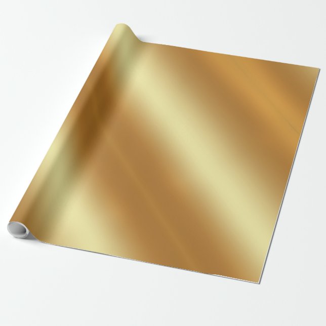 Papier Cadeau Elegant Faux Gold Simple Golden Christmas Gift (Déroulé)
