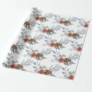 Papier Cadeau Élégant favori botanique aquarelle de Noël