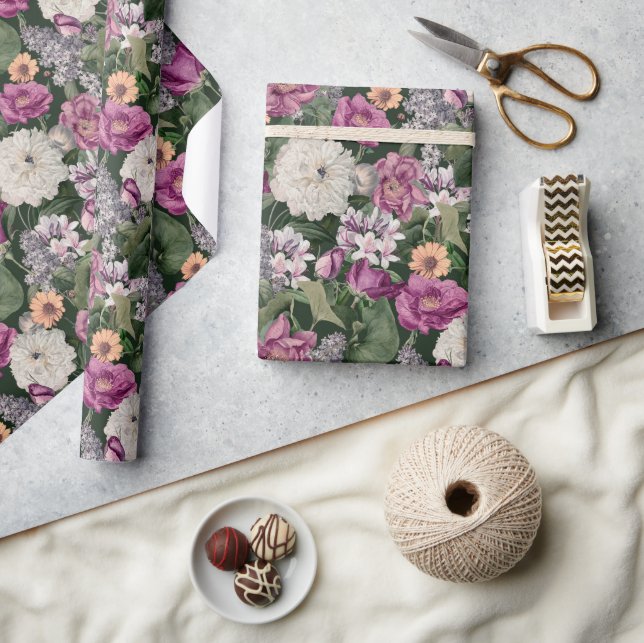 Papier Cadeau Élégant Fleur sauvage floral violet (Artisanat)