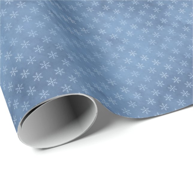Papier Cadeau Élégant flocon de neige de glace bleu | Noël (Coin rond)