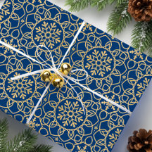 Élégant flocon de neige de Noël Faux Gold Navy