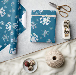 Papier cadeau élégant flocons de neige argentés oc