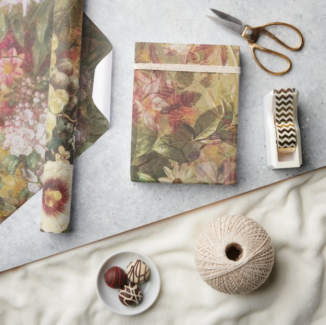 Papier Cadeau Élégant floral botanique (Artisanat)