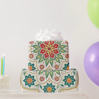 Papier Cadeau Elegant Floral Islamic Green Red 