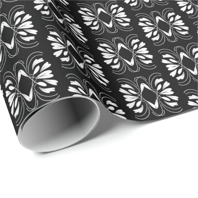 Papier Cadeau Élégant Glam Noir et Blanc Flair Toutes les occasi (Coin rond)