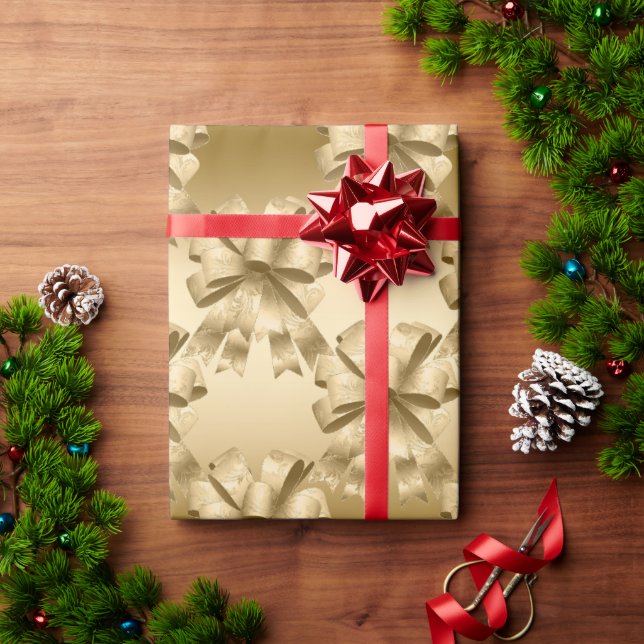 Papier Cadeau Élégant Gold Bows Glam Noël (Cadeau de vacances)