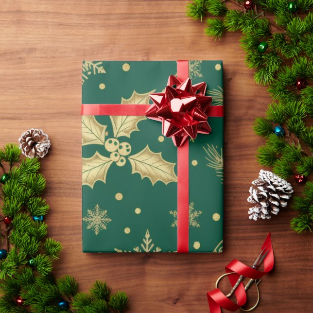 Papier Cadeau Elegant Gold Christmas Seamless Pattern – Luxury H (Cadeau de vacances)