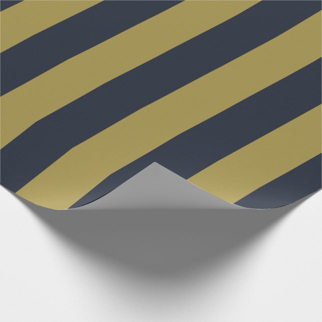 Papier Cadeau Elégant Gold & Navy Blue Vertical Stripes (Coin)