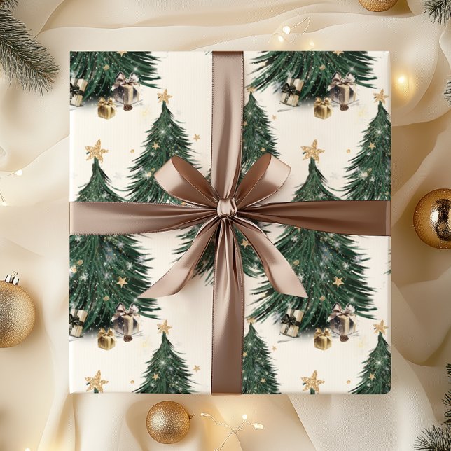 Papier Cadeau Elegant Gold Sparkling Christmas Tree (Créateur téléchargé)