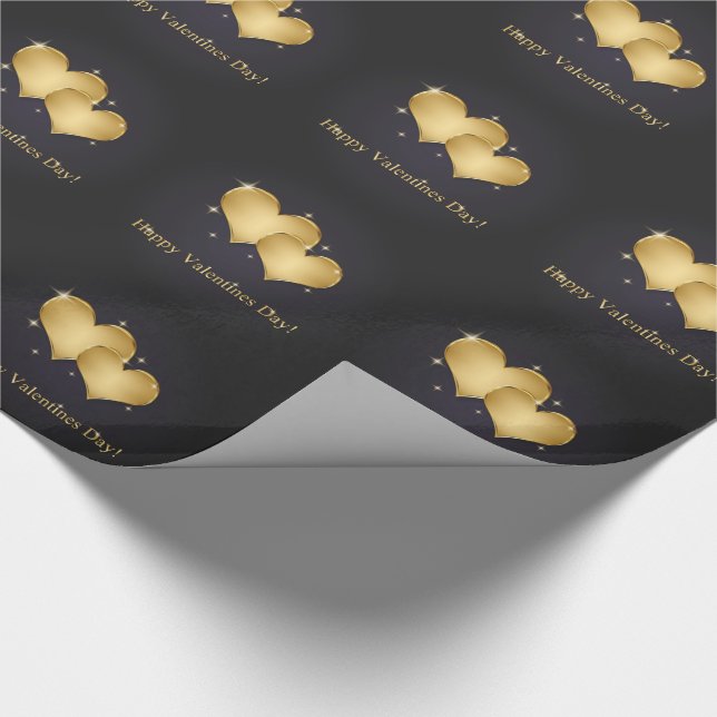 Papier Cadeau Elégant Golden Hearts Nom - Saint-Valentin (Coin)