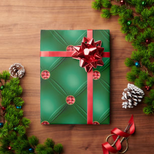 Papier Cadeau Élégant Green Red Glam Bling Holiday