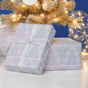 Papier Cadeau Élégant gris & pastel rose xmas motif