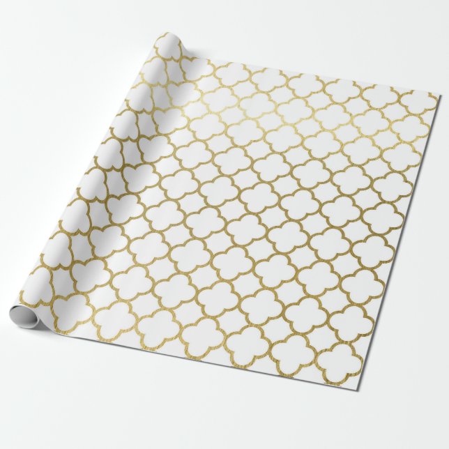 Papier Cadeau Elégant Hexagon d'or Abstrait Mariage Motif Wrap (Déroulé)