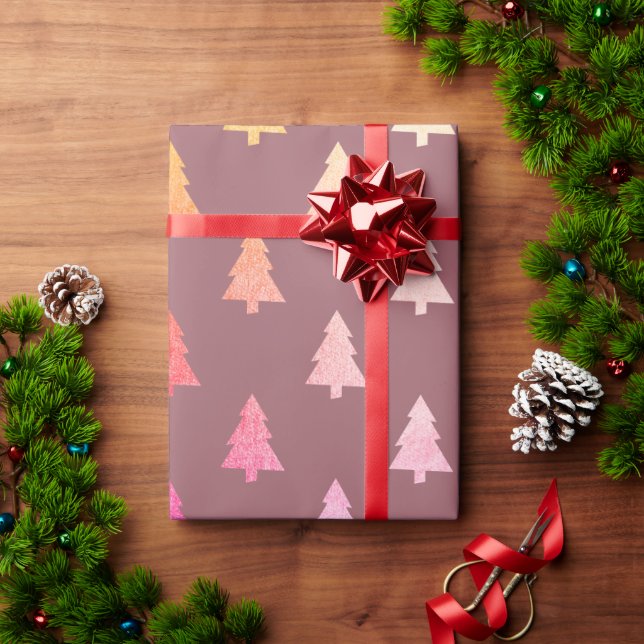 Papier Cadeau Élégant holographe motif de sapin de Noël (Cadeau de vacances)