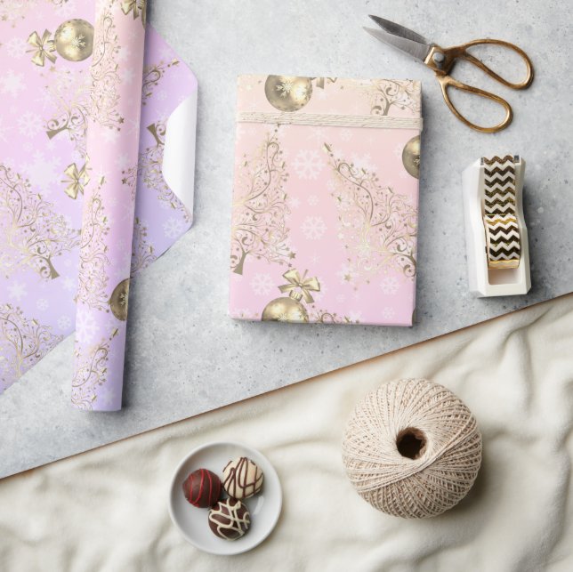 Papier Cadeau Élégant holographique & or Motif de Noël (Artisanat)