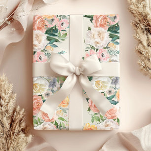 Papier Cadeau Elégant Jardin de pivoine de pêche Jardin de végét
