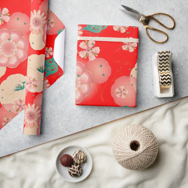 Papier Cadeau Elégant jardin de printemps ornemental Floral (Artisanat)