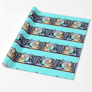 PAPIER CADEAU ELÉGANT JEWEL DE BEAUTÉ FEMME /LADY, BOW BLEU, FLE