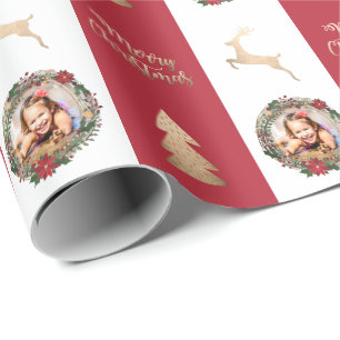 Papier Cadeau Élégant Joyeux Noël Or Photo personnalisée