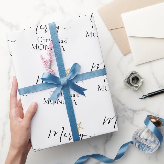 Papier Cadeau Élégant Joyeux Snowflakes de Noël Personnalisé (Cadeaux)