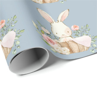 Papier Cadeau Elégant lapin lapin Baby shower bleu