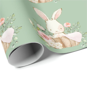 Papier Cadeau Elégant lapin lapin Baby shower vert