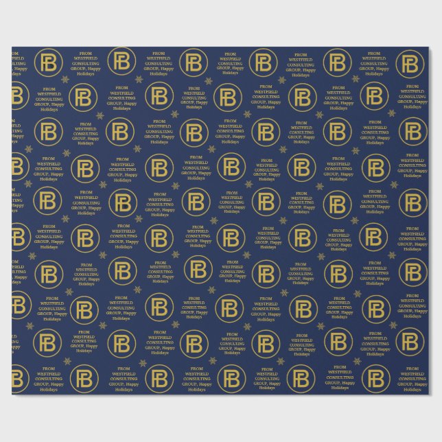Papier Cadeau Élégant logo d'entreprise Vacances Marine Bleu et  (Plat)