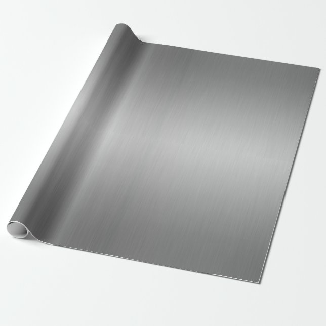 Papier Cadeau Élégant Luxe Métallique gris argent (Déroulé)