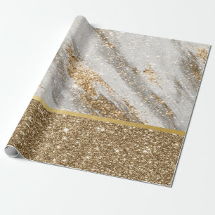 Papier Cadeau Élégant Luxueux Paillettes Dorées Brillantes