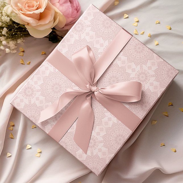 Papier Cadeau Elégant Mandala Blush Rose Gold (Créateur téléchargé)